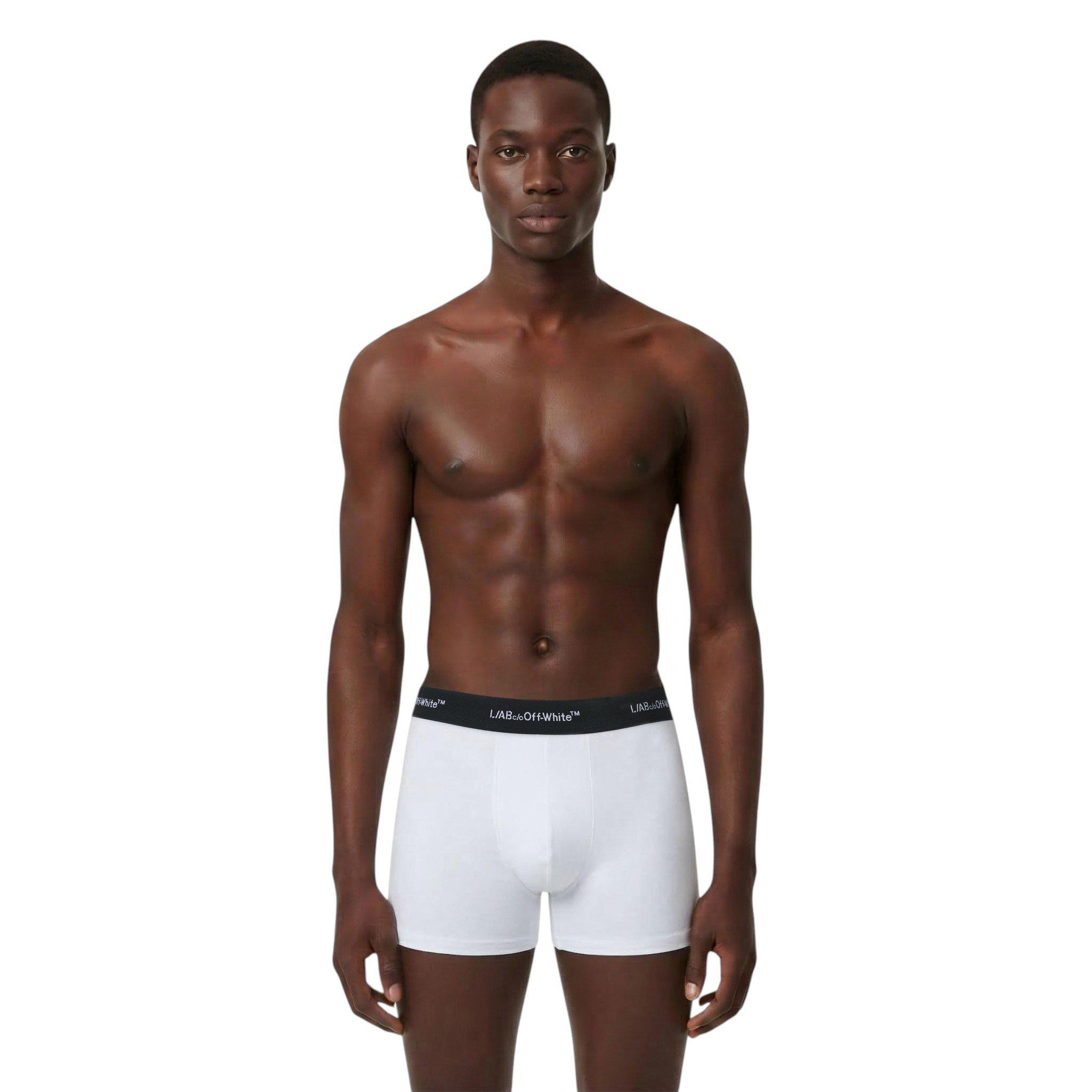 L/AB c/o Off-White Men's Horizontal Repeat 3" Trunk (3 Pack) - White - WHITE